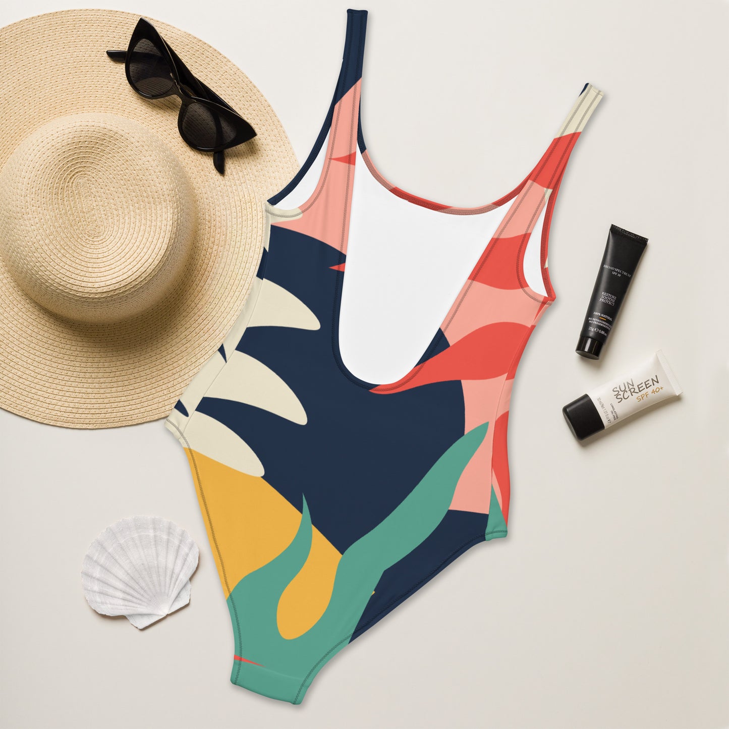 Tropical Abstract Design One-Piece Swimsuit