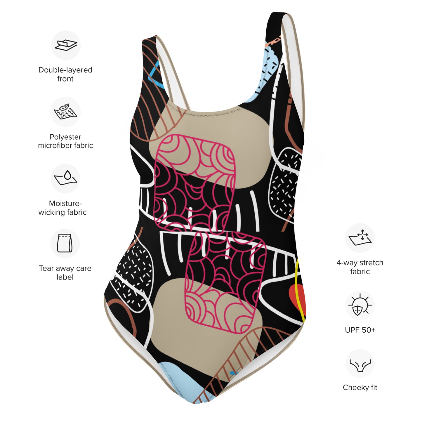 Abstract Design One-Piece Swimsuit