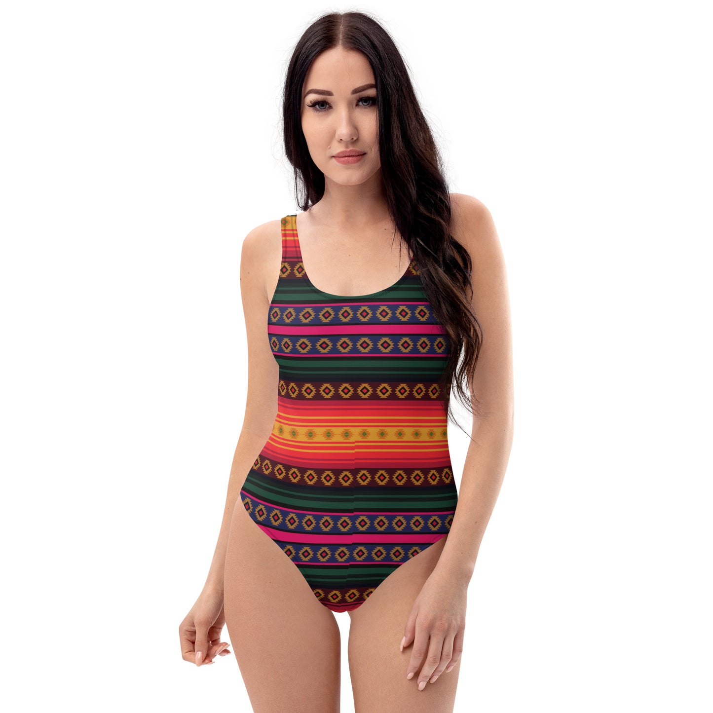 Abstract Tribal Print One-Piece Swimsuit