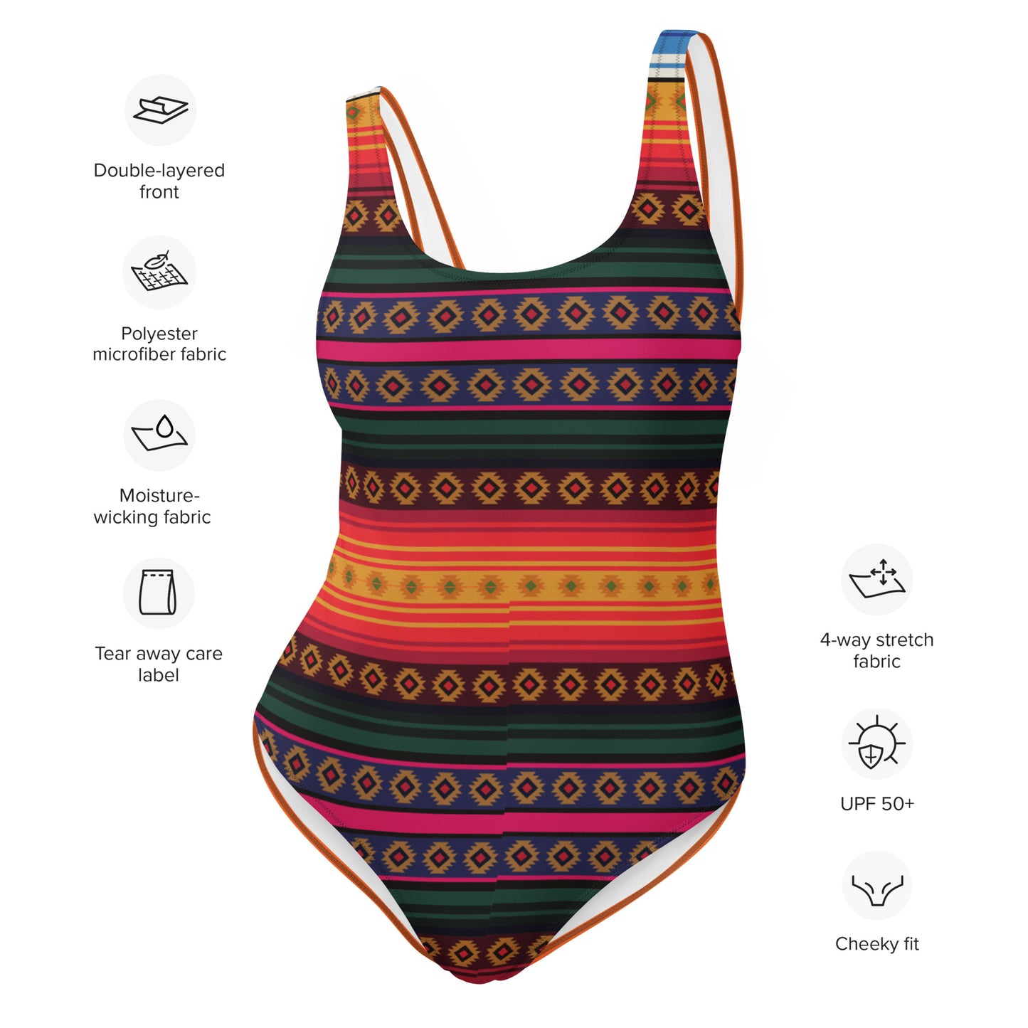 Abstract Tribal Print One-Piece Swimsuit