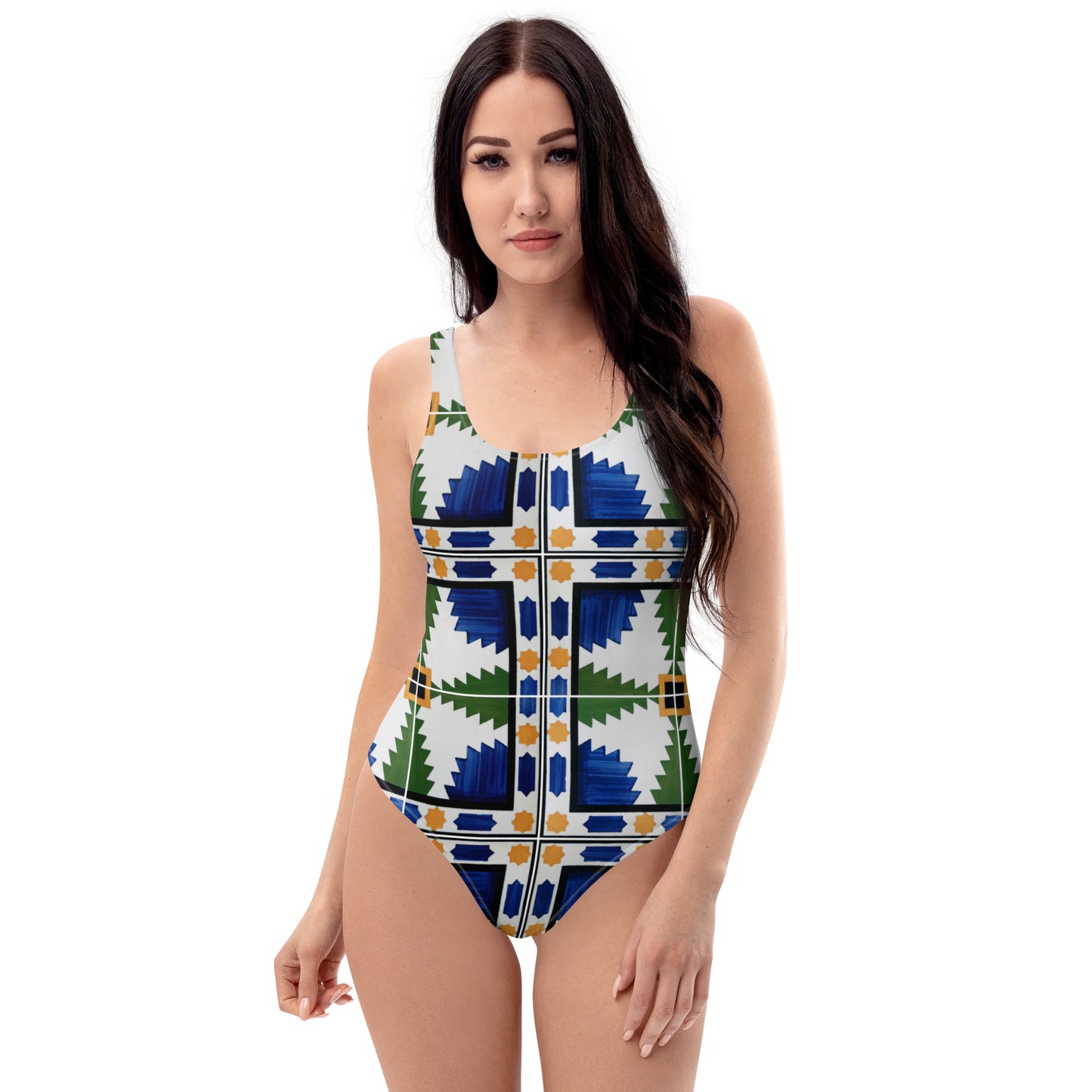 Geometric Aztec Pattern One-Piece Swimsuit