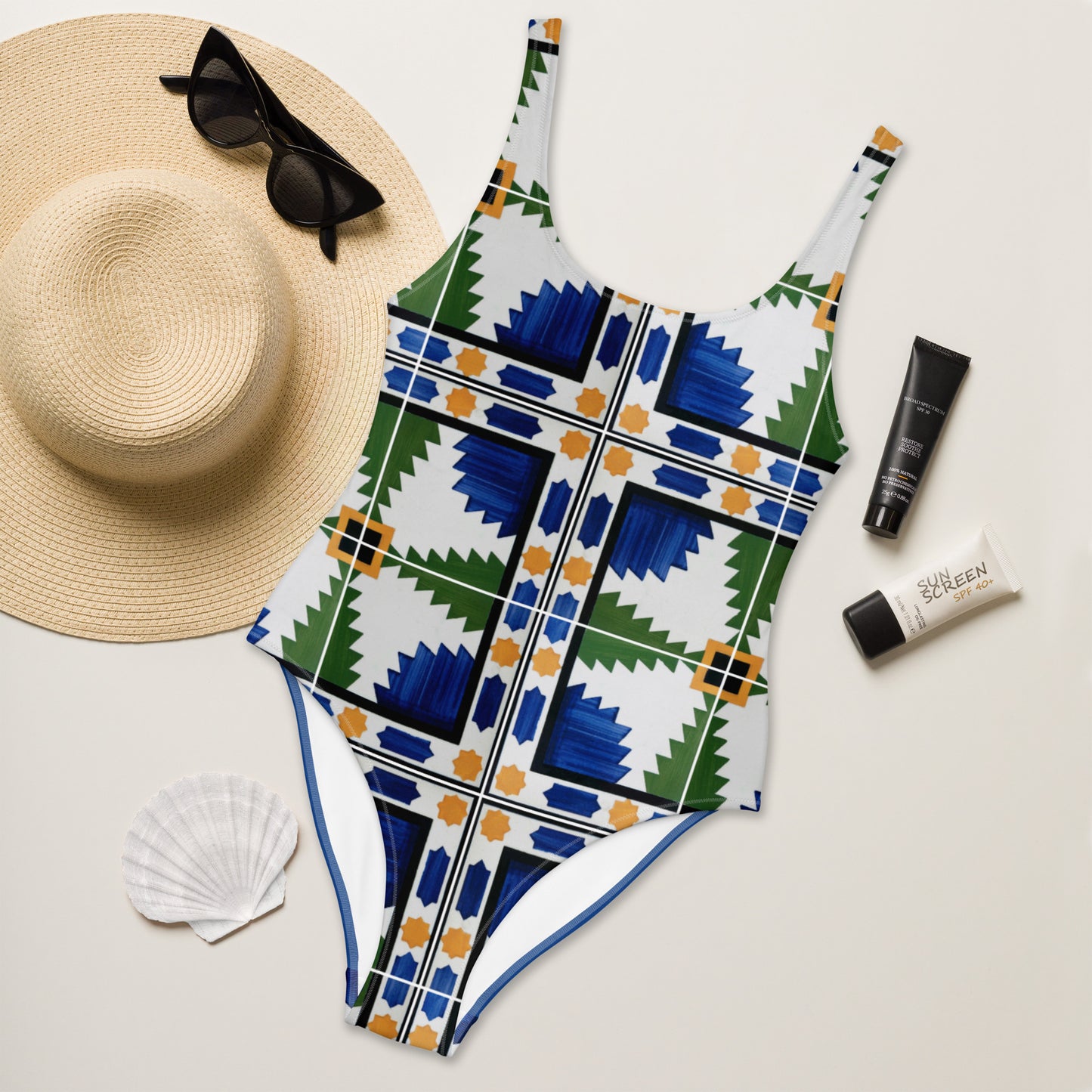 Geometric Aztec Pattern One-Piece Swimsuit