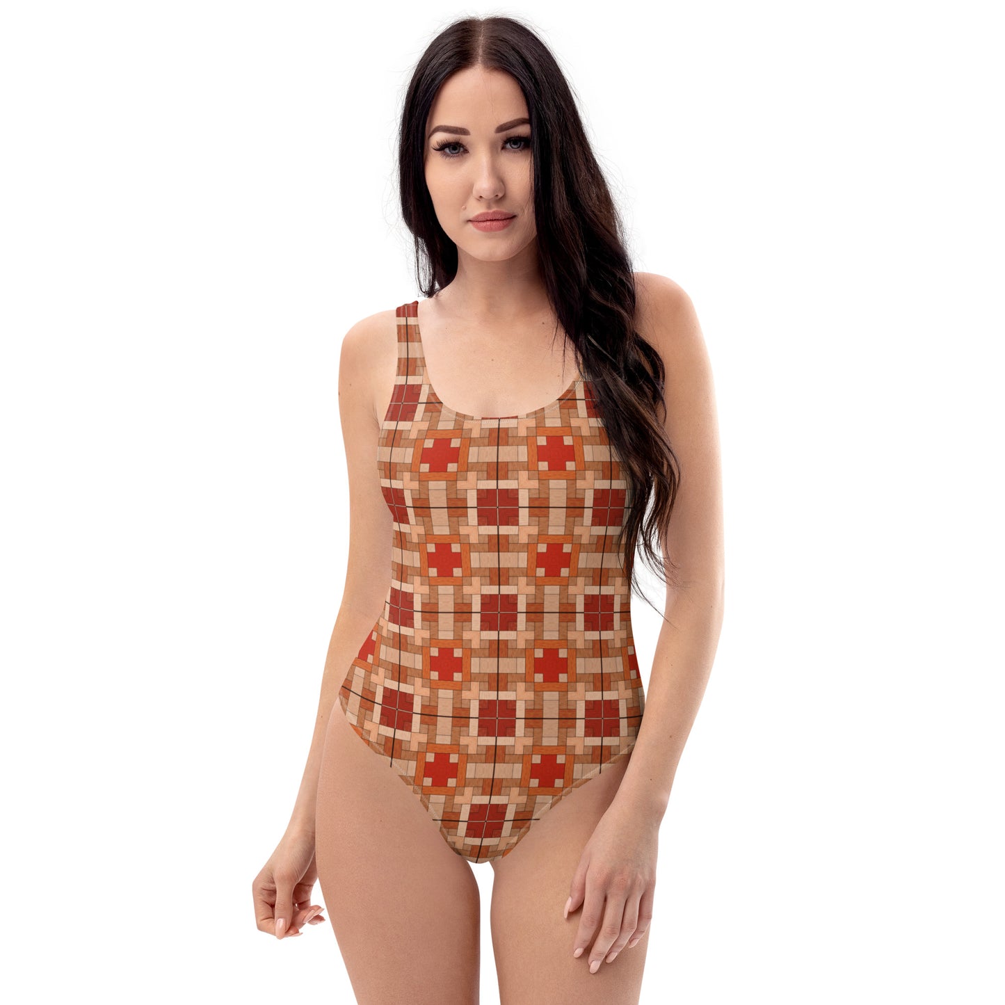 Squares Aztec Pattern One-Piece Swimsuit