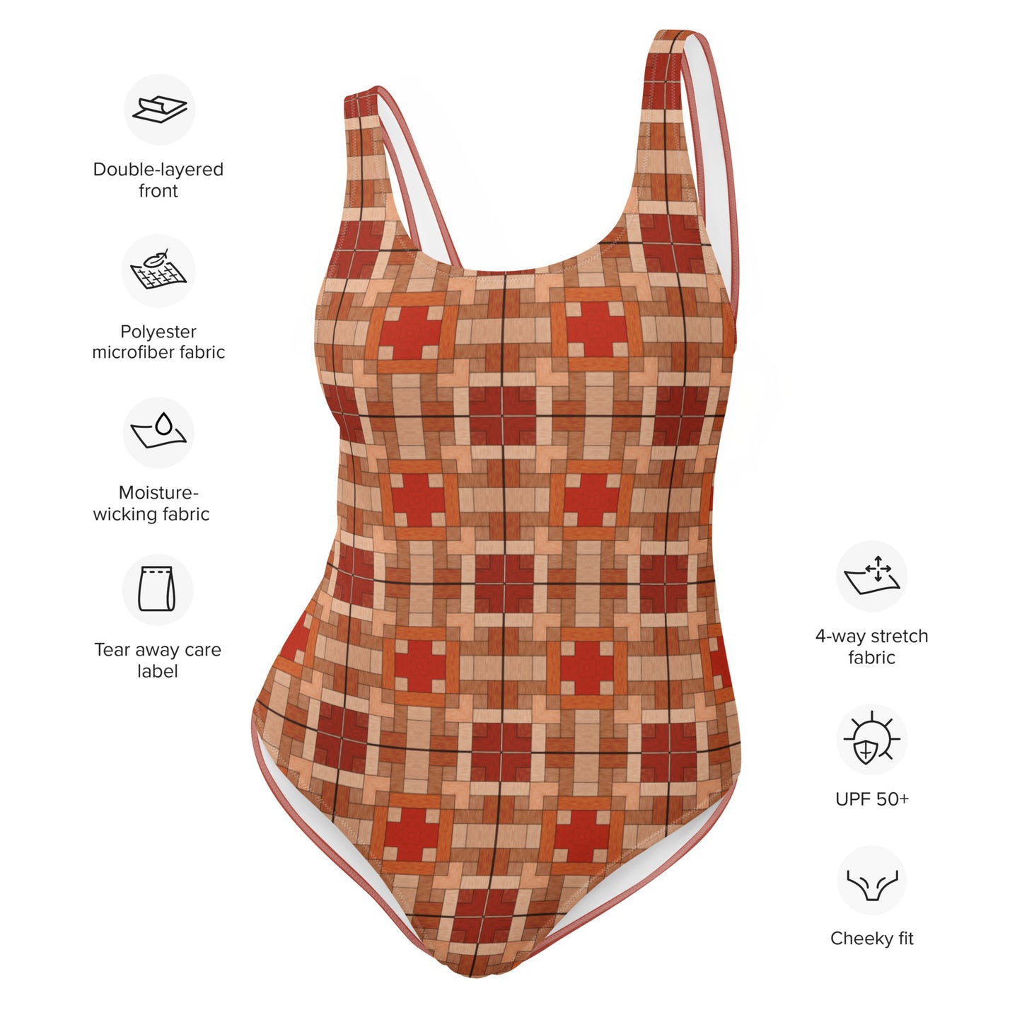 Squares Aztec Pattern One-Piece Swimsuit