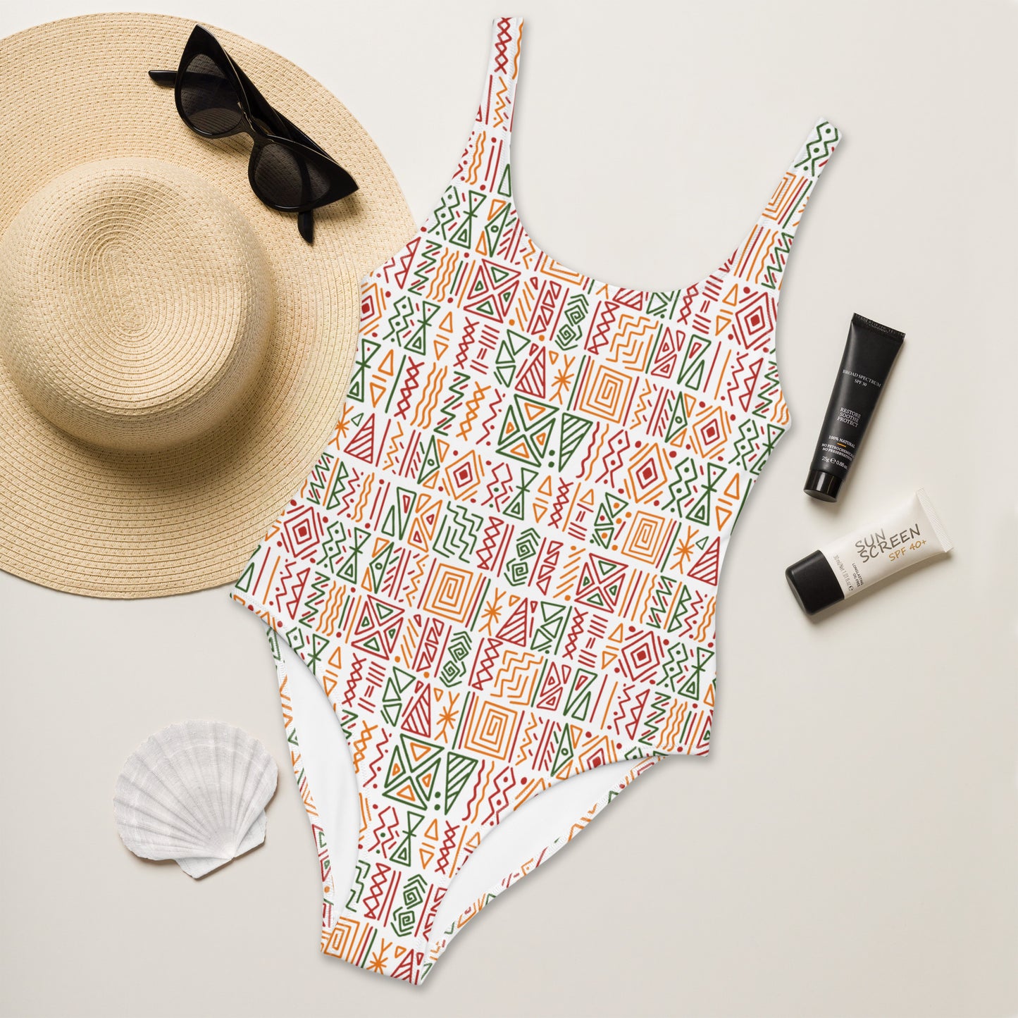 Artsy Aztec Design One-Piece Swimsuit