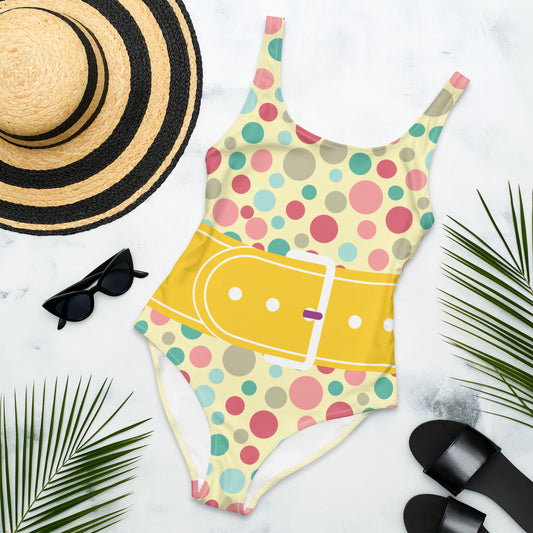 Polka Dot With Belt One-Piece Swimsuit