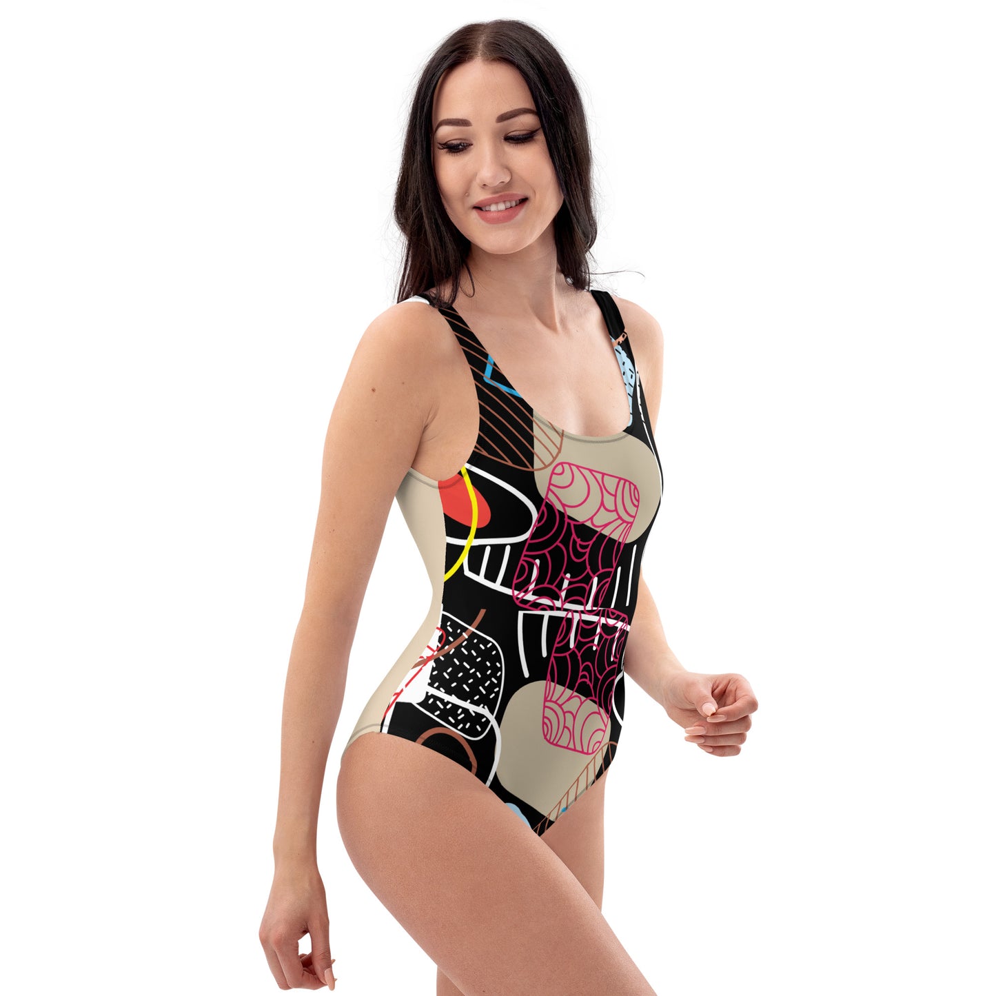 Abstract Design One-Piece Swimsuit