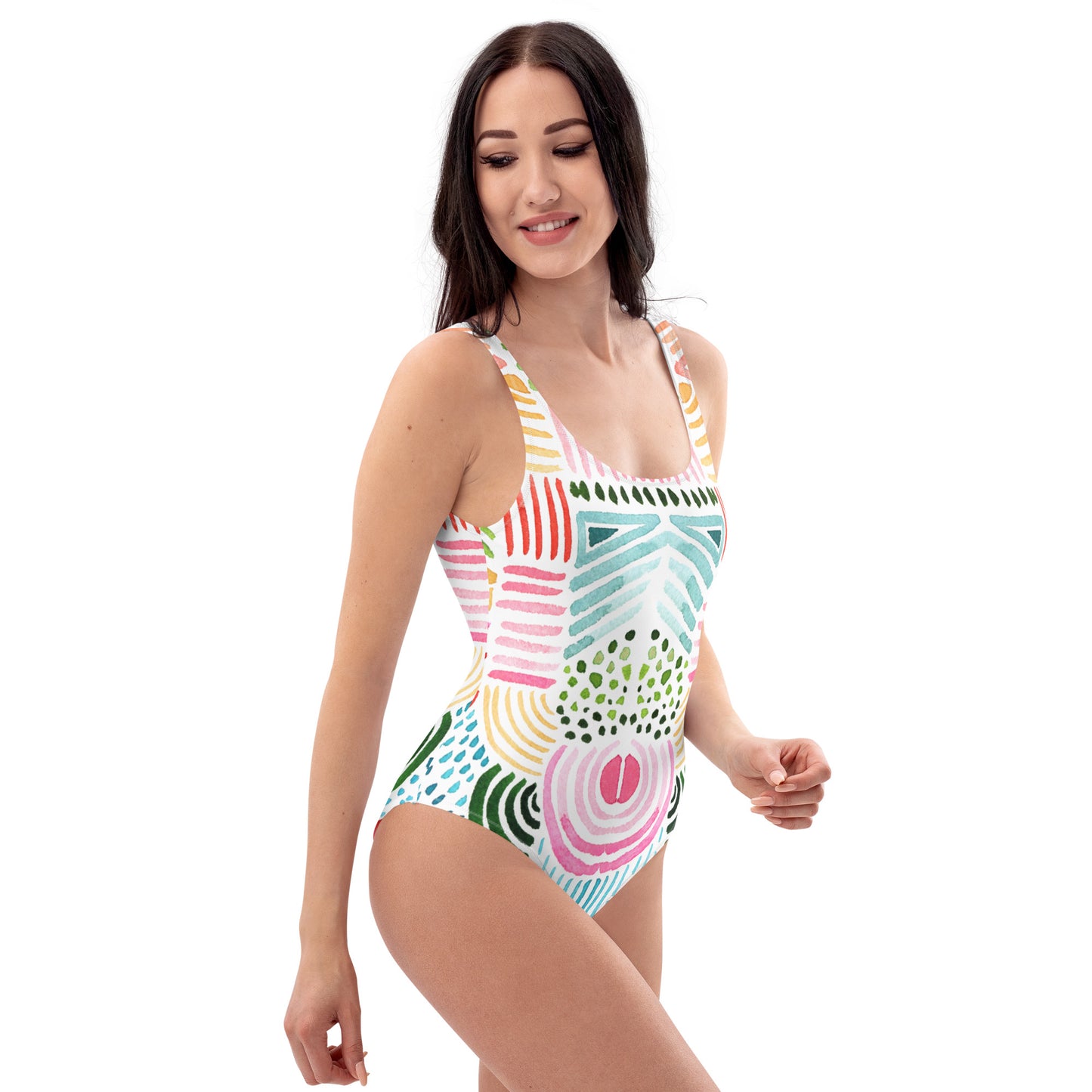 Abstract Paint Design One-Piece Swimsuit