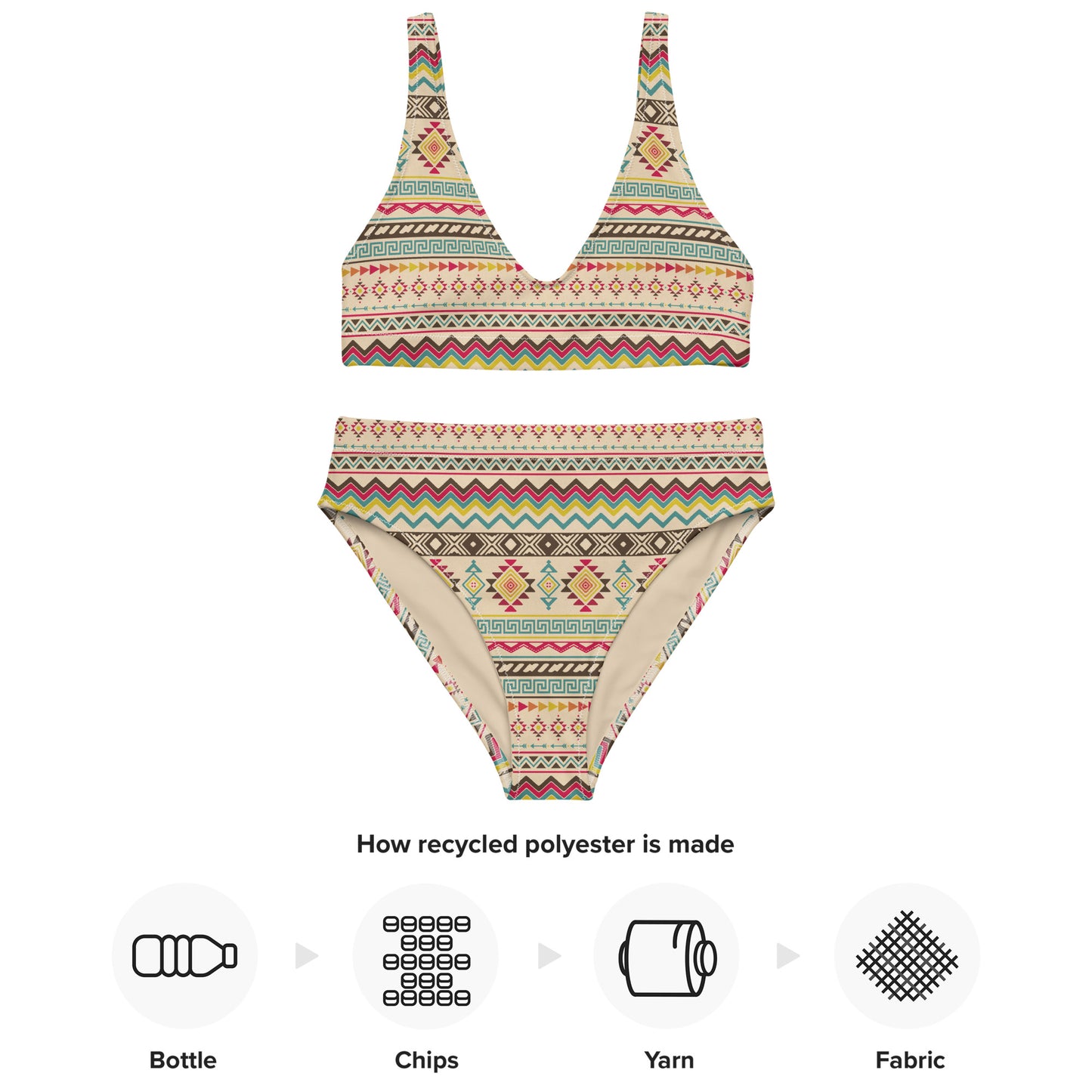 Aztec Geometric Recycled high-waisted bikini