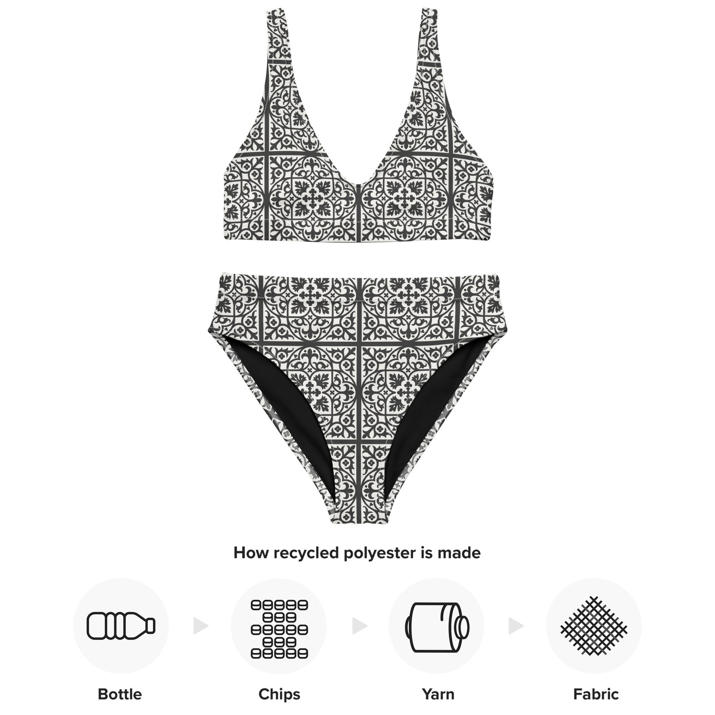 Mediterranean Tiles Recycled high-waisted bikini