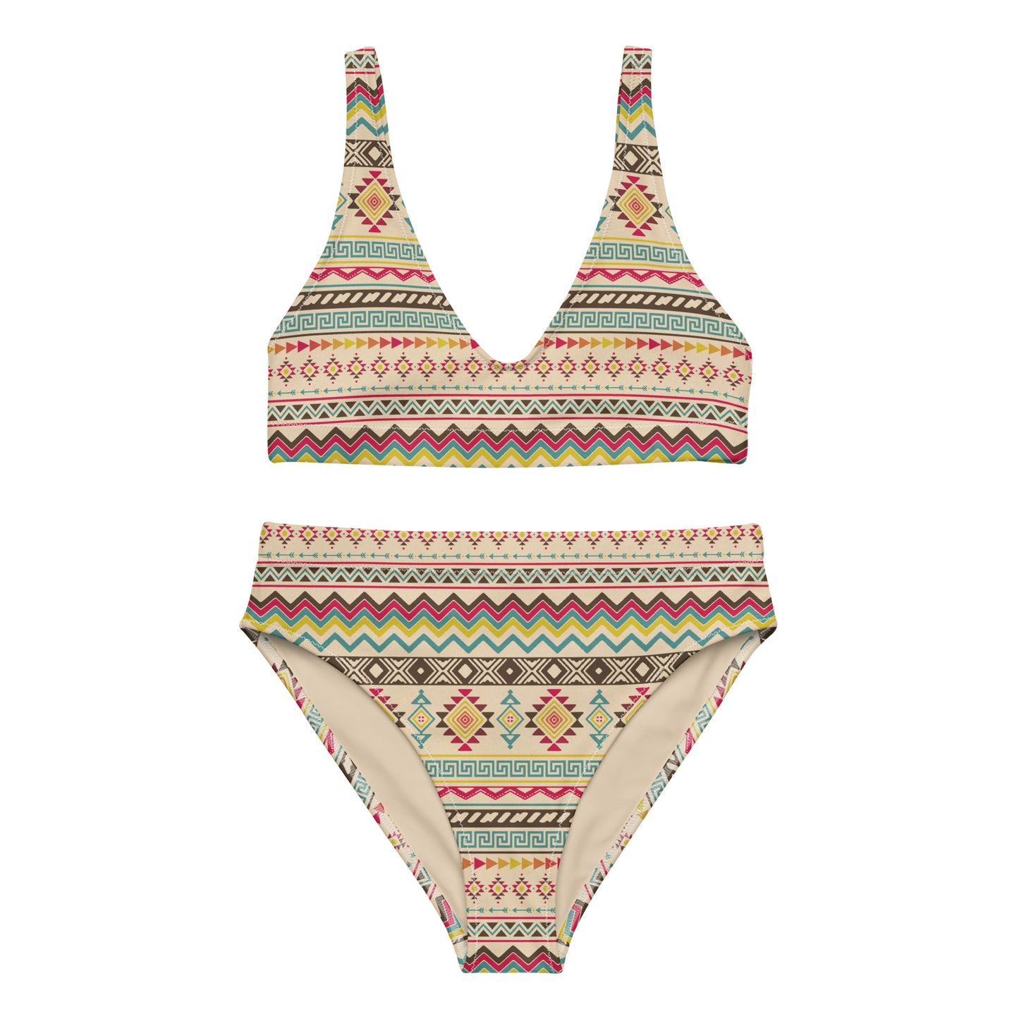 Aztec Geometric Recycled high-waisted bikini