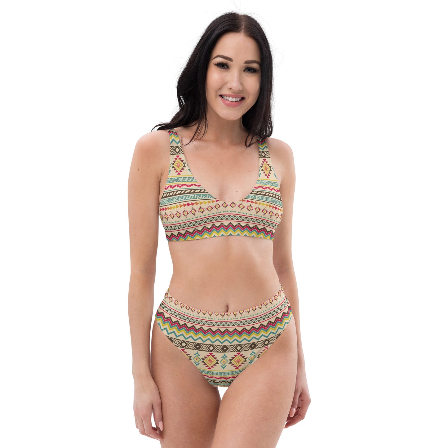 Aztec Geometric Recycled high-waisted bikini