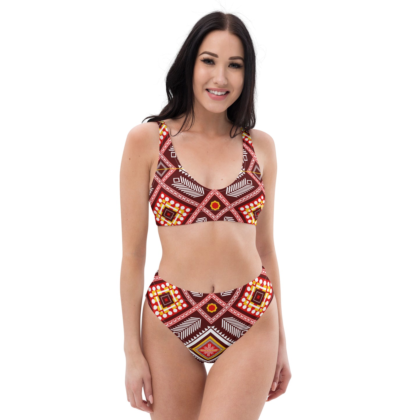 Geometric Aztec Pattern Recycled high-waisted bikini