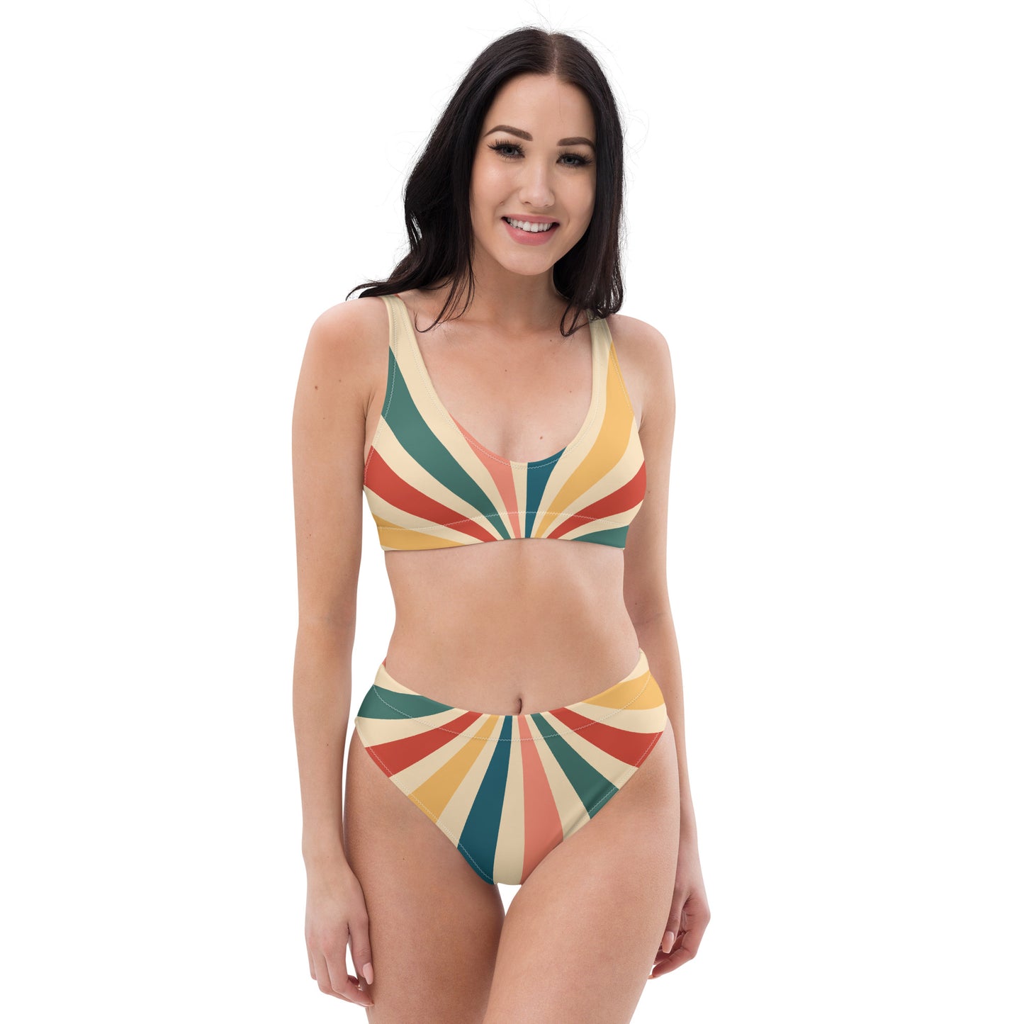 Retro Lines Recycled high-waisted bikini