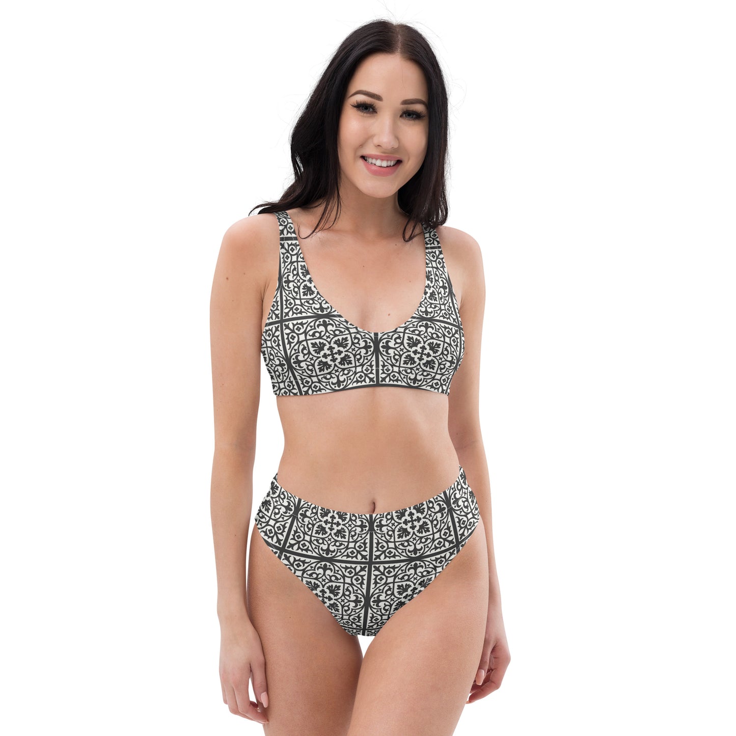 Mediterranean Tiles Recycled high-waisted bikini