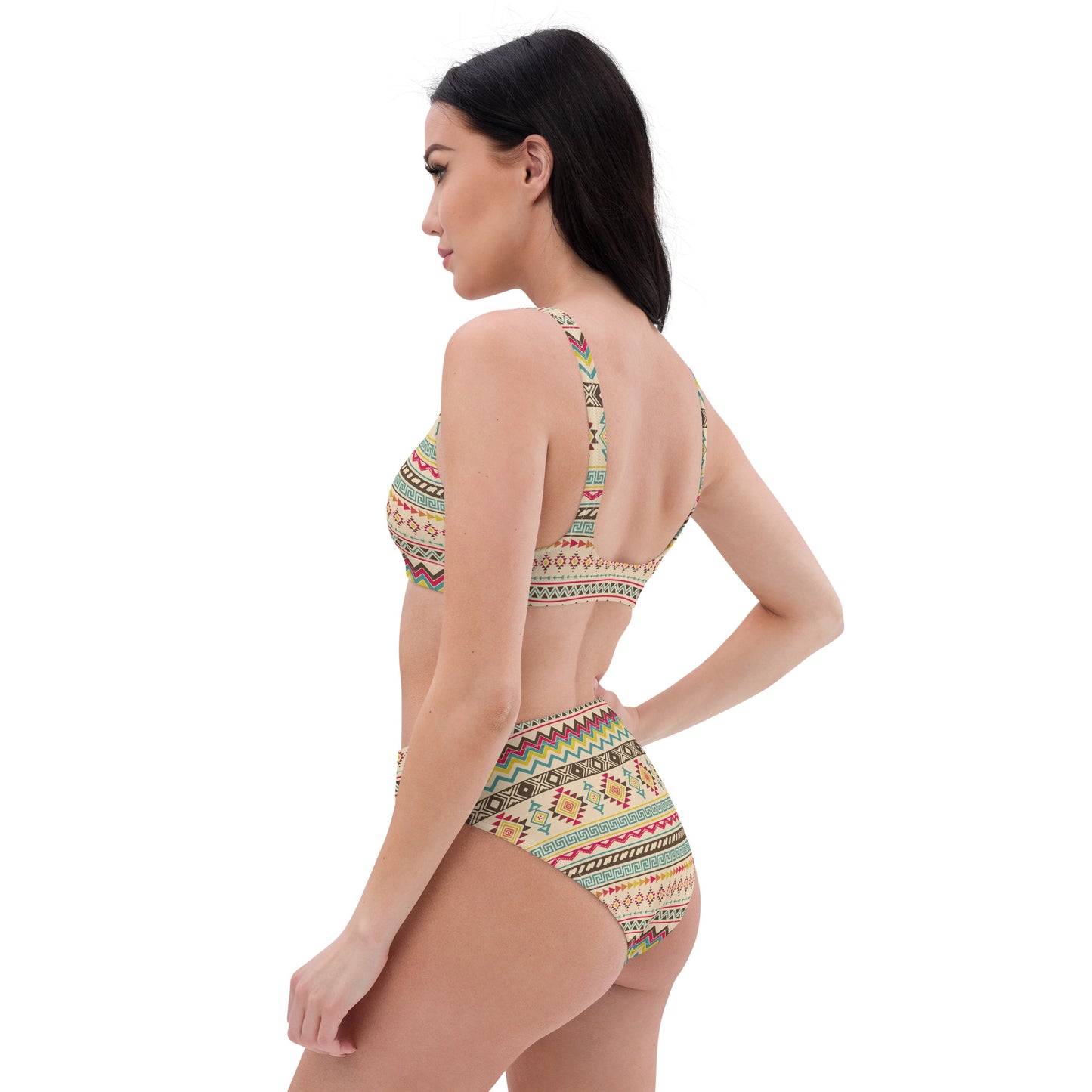 Aztec Geometric Recycled high-waisted bikini