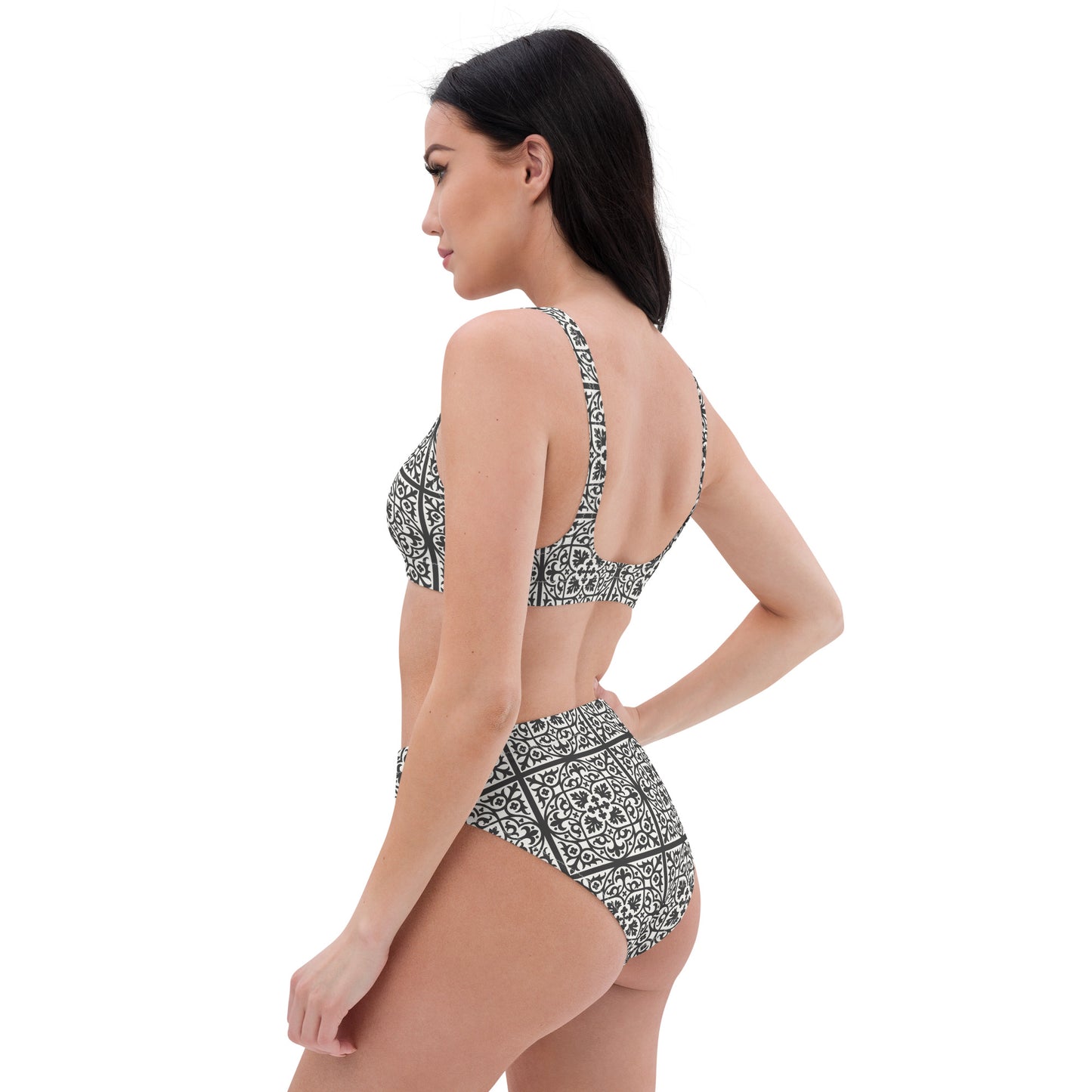 Mediterranean Tiles Recycled high-waisted bikini