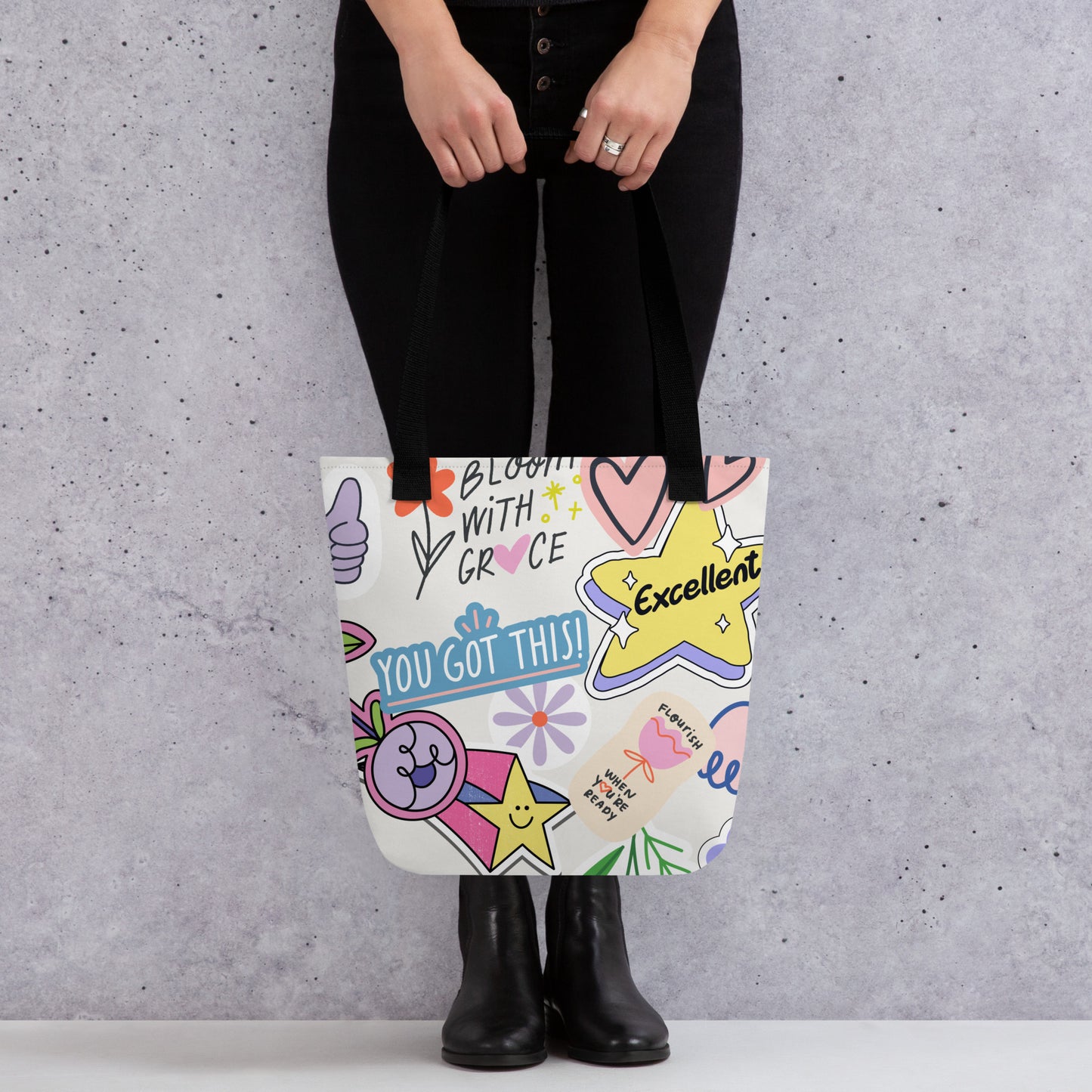 Sticker Collage Tote Bag