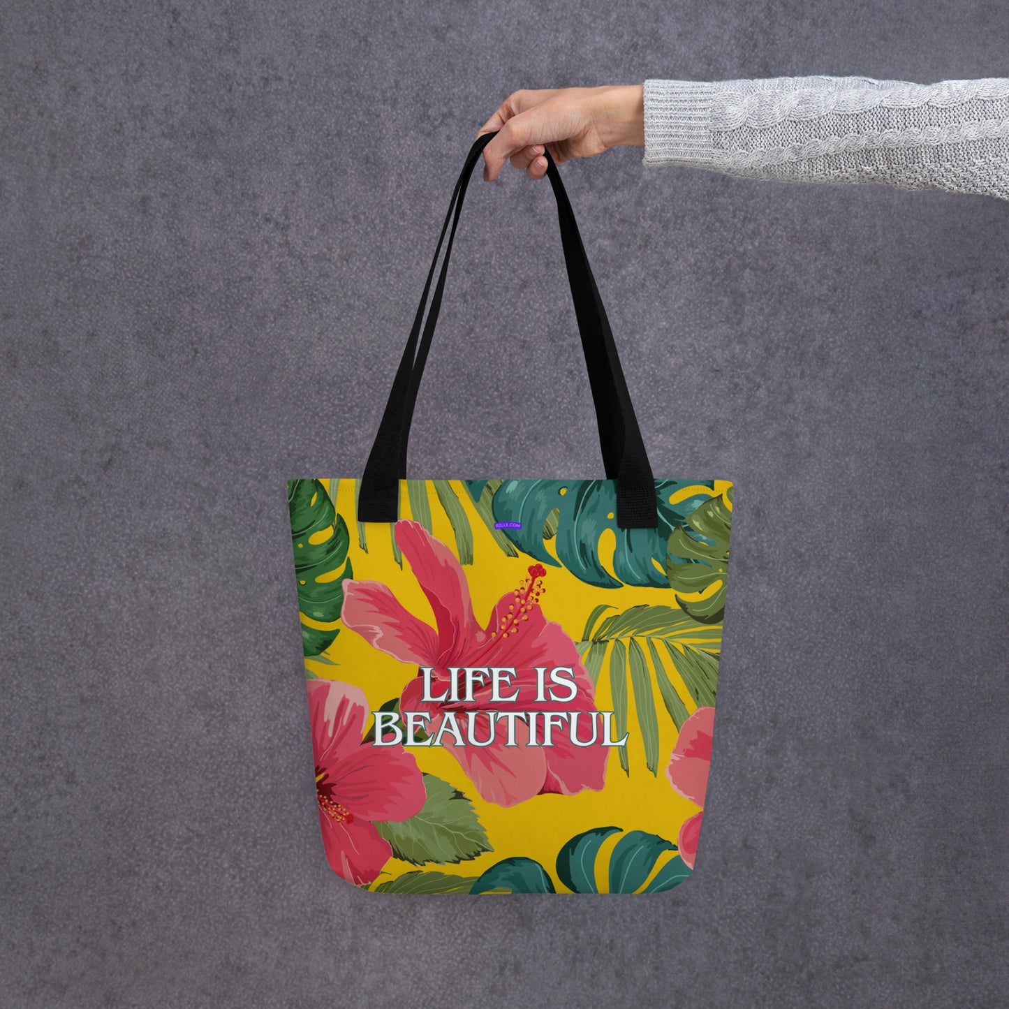 Life Is Beautiful Floral Flowers All-Over Print Tote Bag