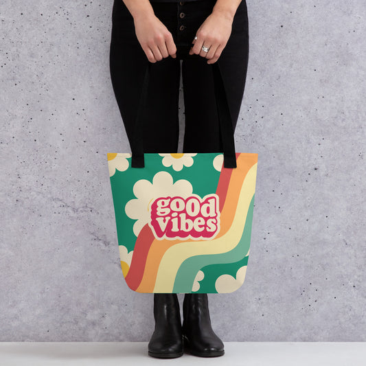 Good Vibes Retro Floral Tote bag