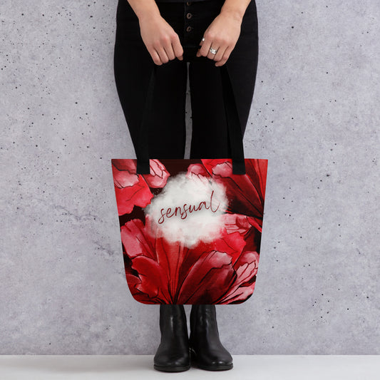 Bright Red Sensual Flower Tote bag