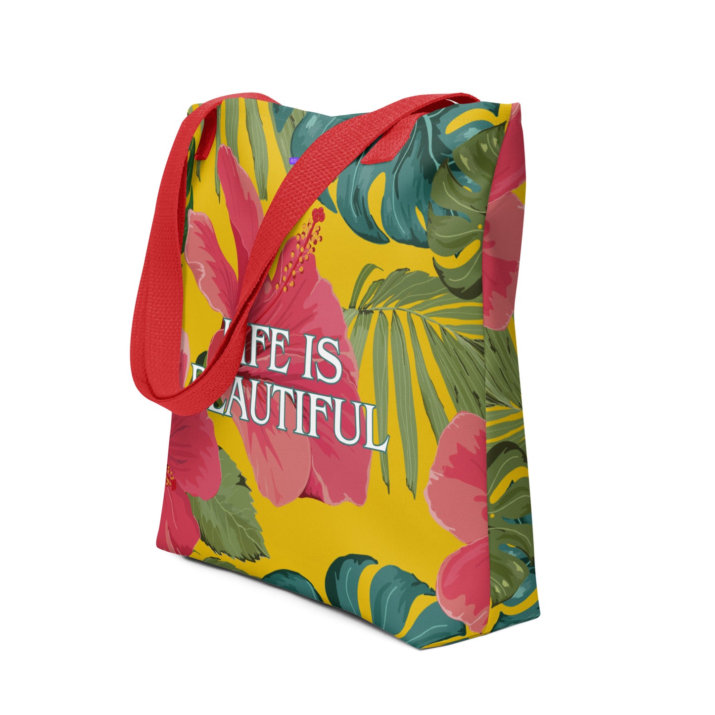 Life Is Beautiful Floral Flowers All-Over Print Tote Bag