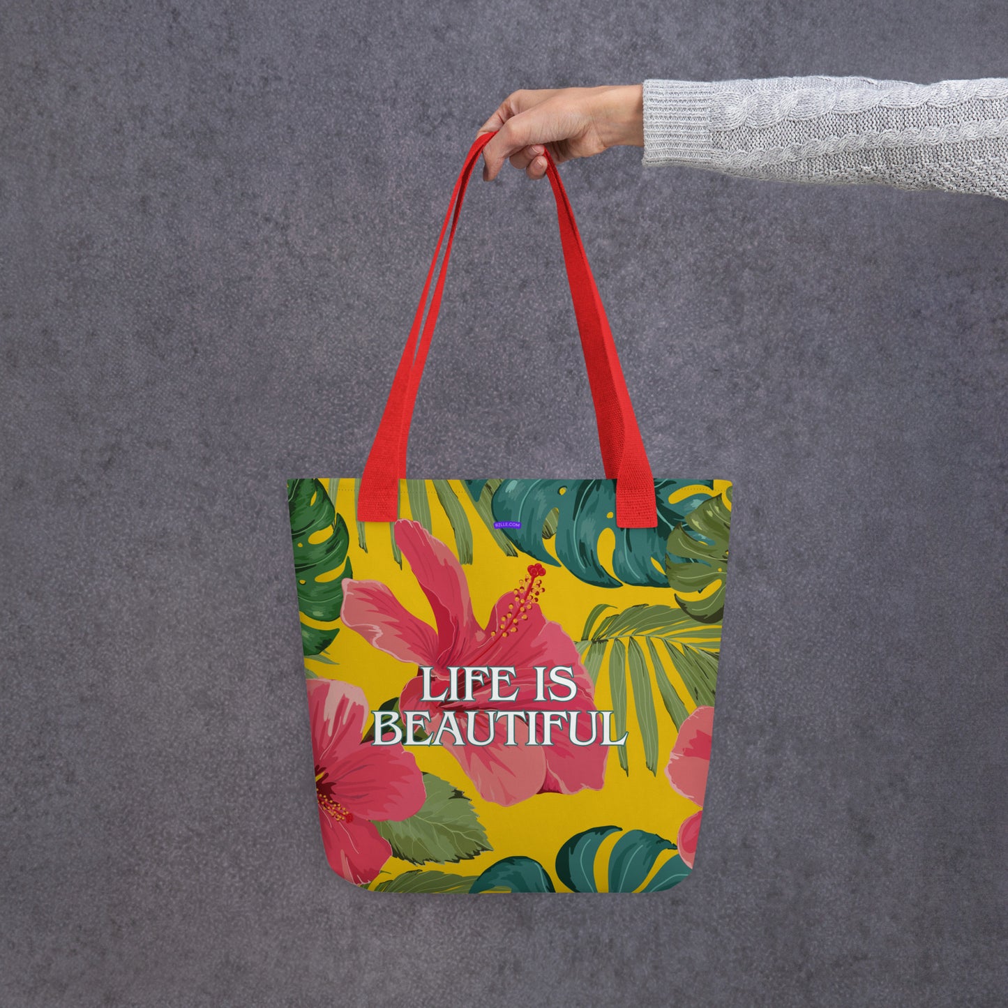 Life Is Beautiful Floral Flowers All-Over Print Tote Bag