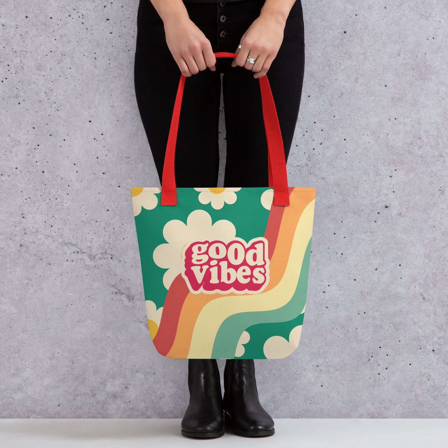 Good Vibes Retro Floral Tote bag