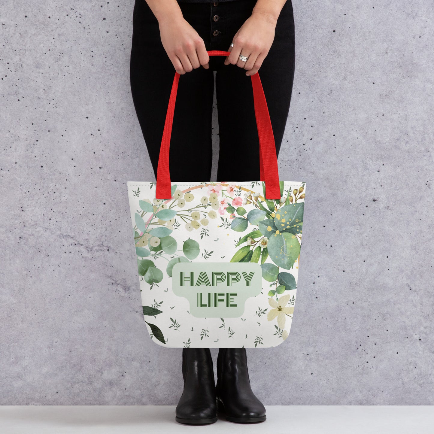 Happy Life Garden Floral Tote bag