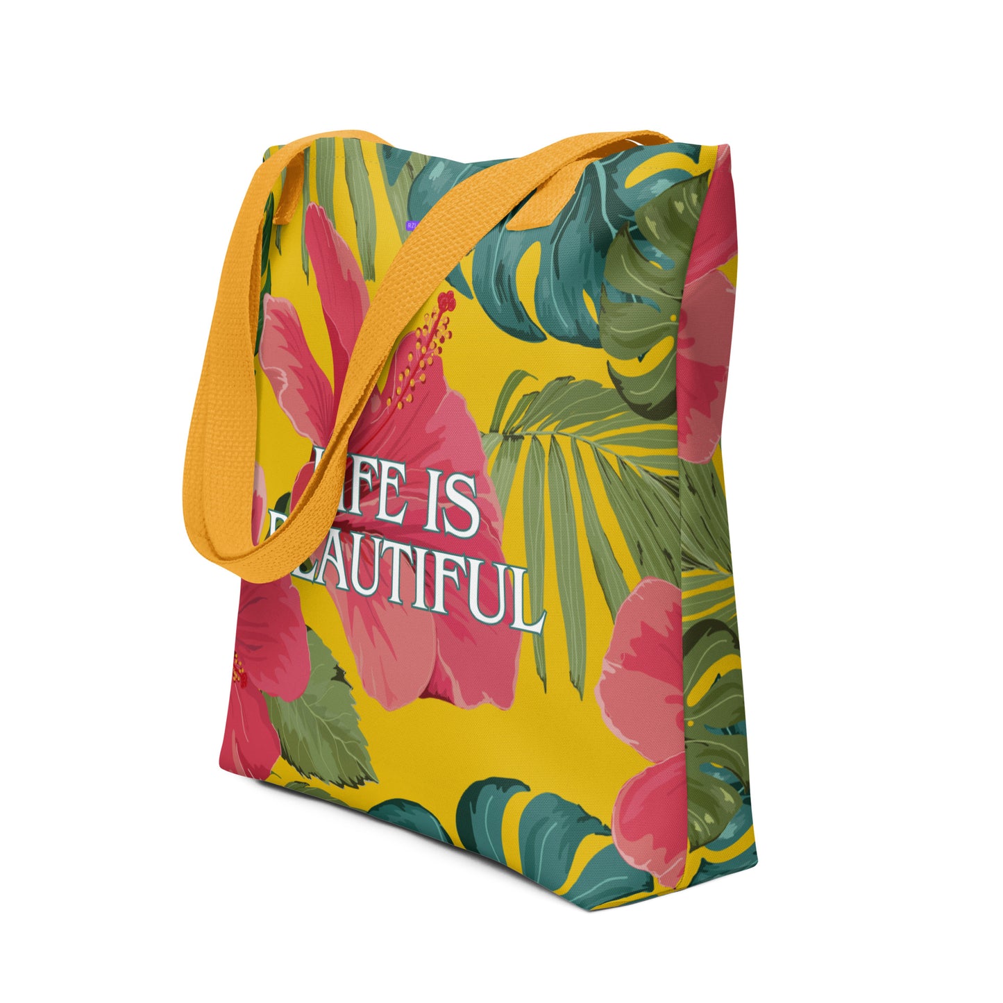 Life Is Beautiful Floral Flowers All-Over Print Tote Bag