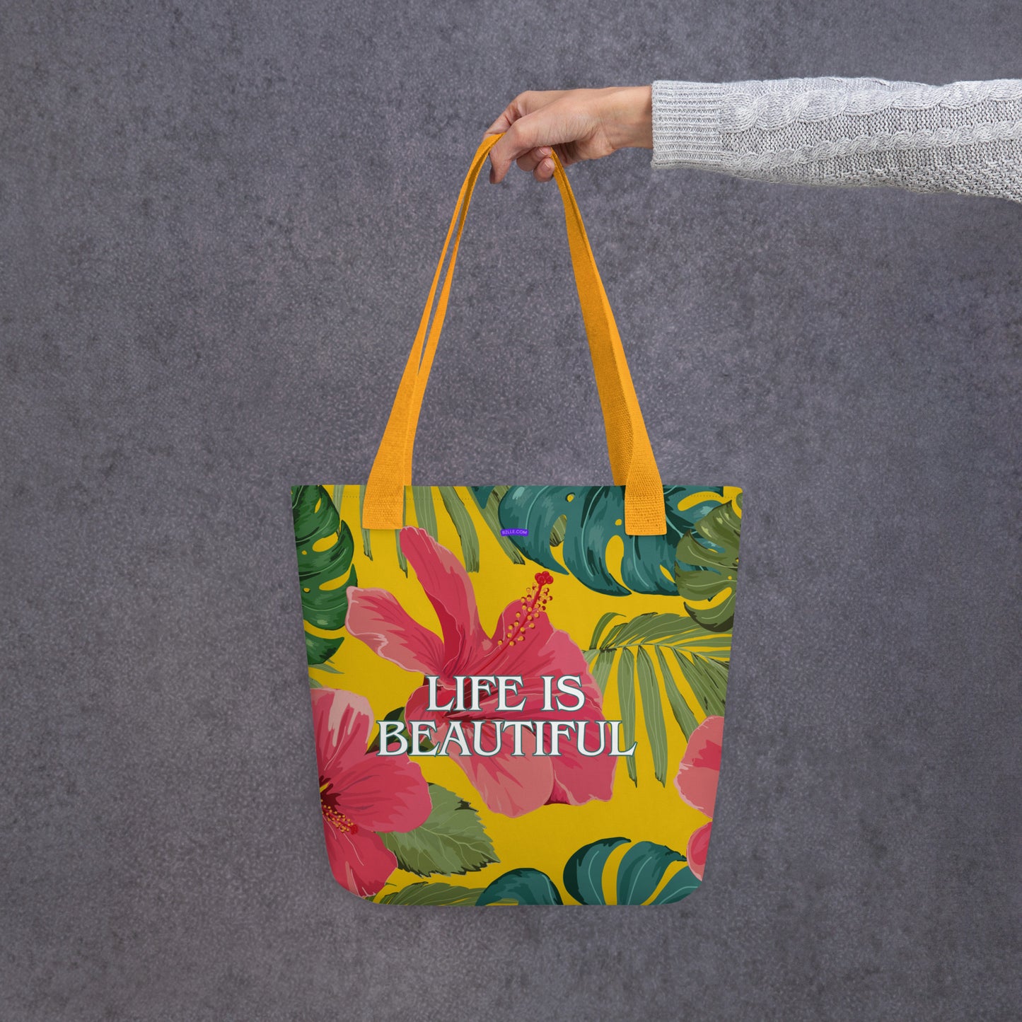 Life Is Beautiful Floral Flowers All-Over Print Tote Bag