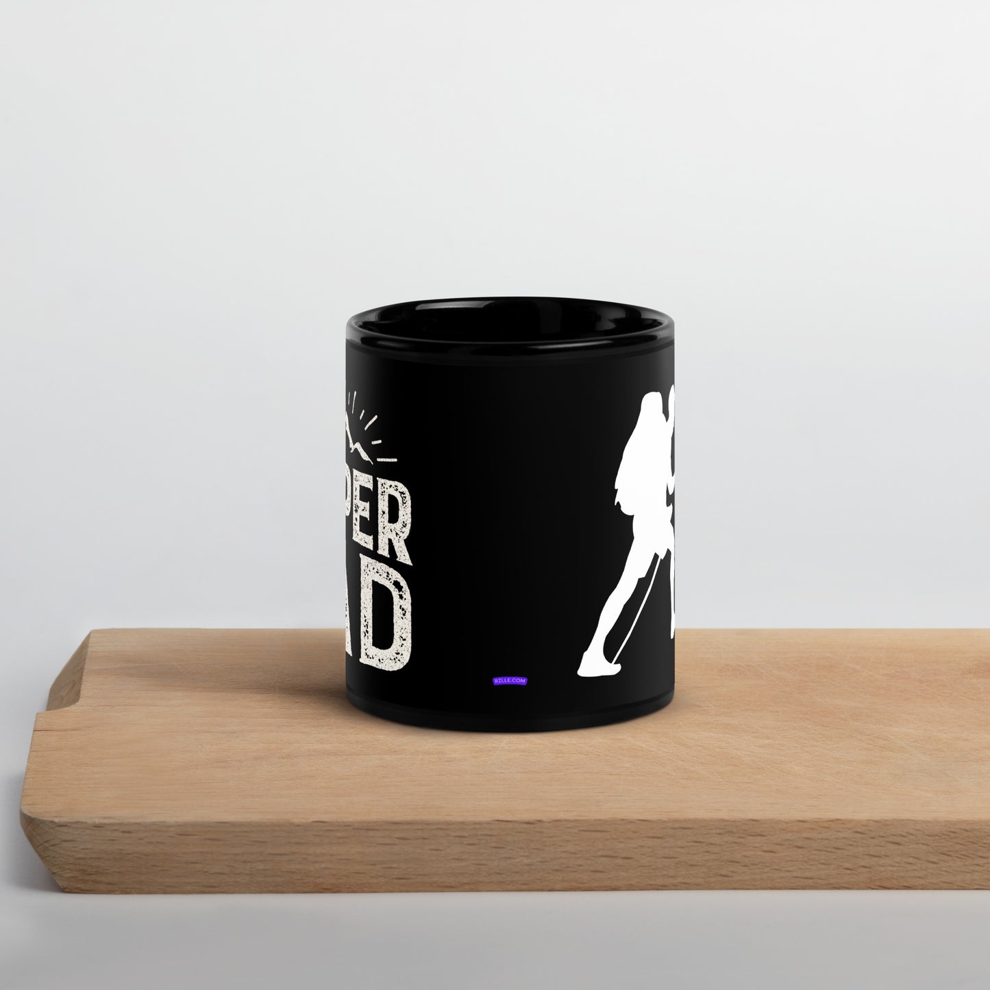 Hiking Super Dad Black Glossy Mug