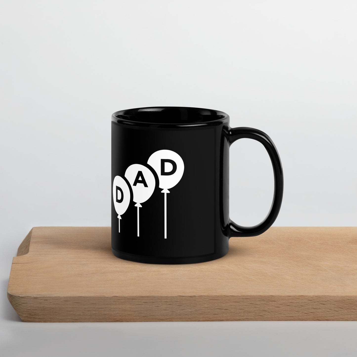 Dad And Kids Black Glossy Mug