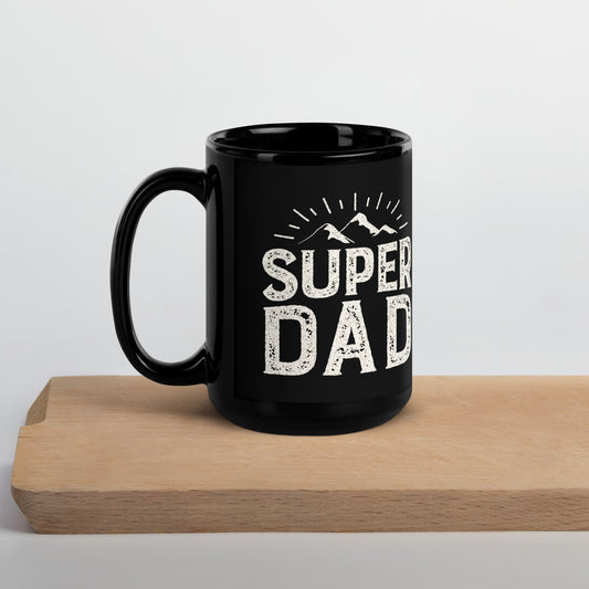 Hiking Super Dad Black Glossy Mug