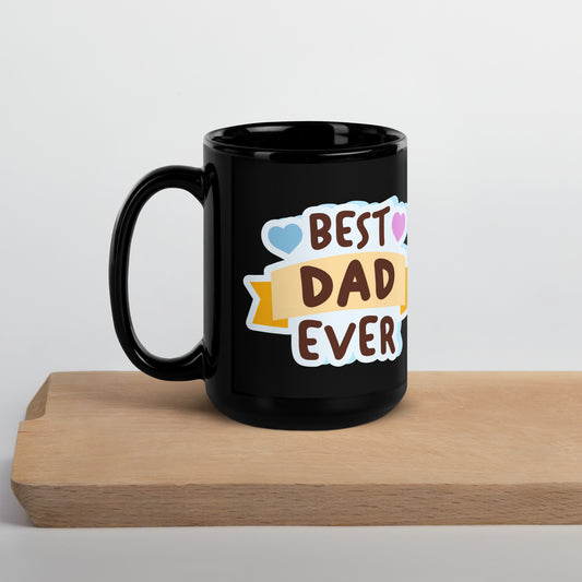 Golf Best Dad Ever Black Glossy Mug