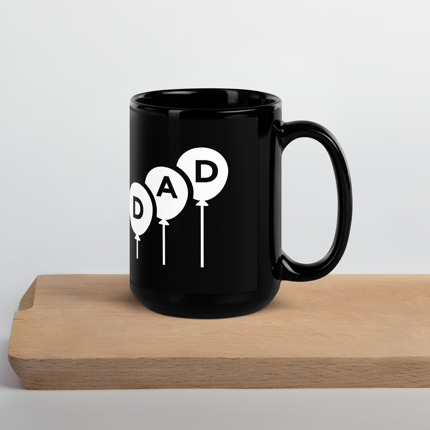 Dad And Kids Black Glossy Mug