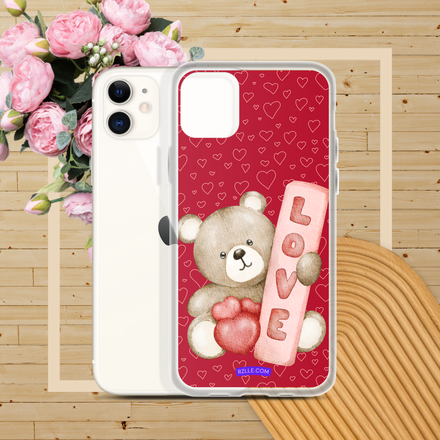 Bear Love & Hearts Clear Phone Case for iPhone®