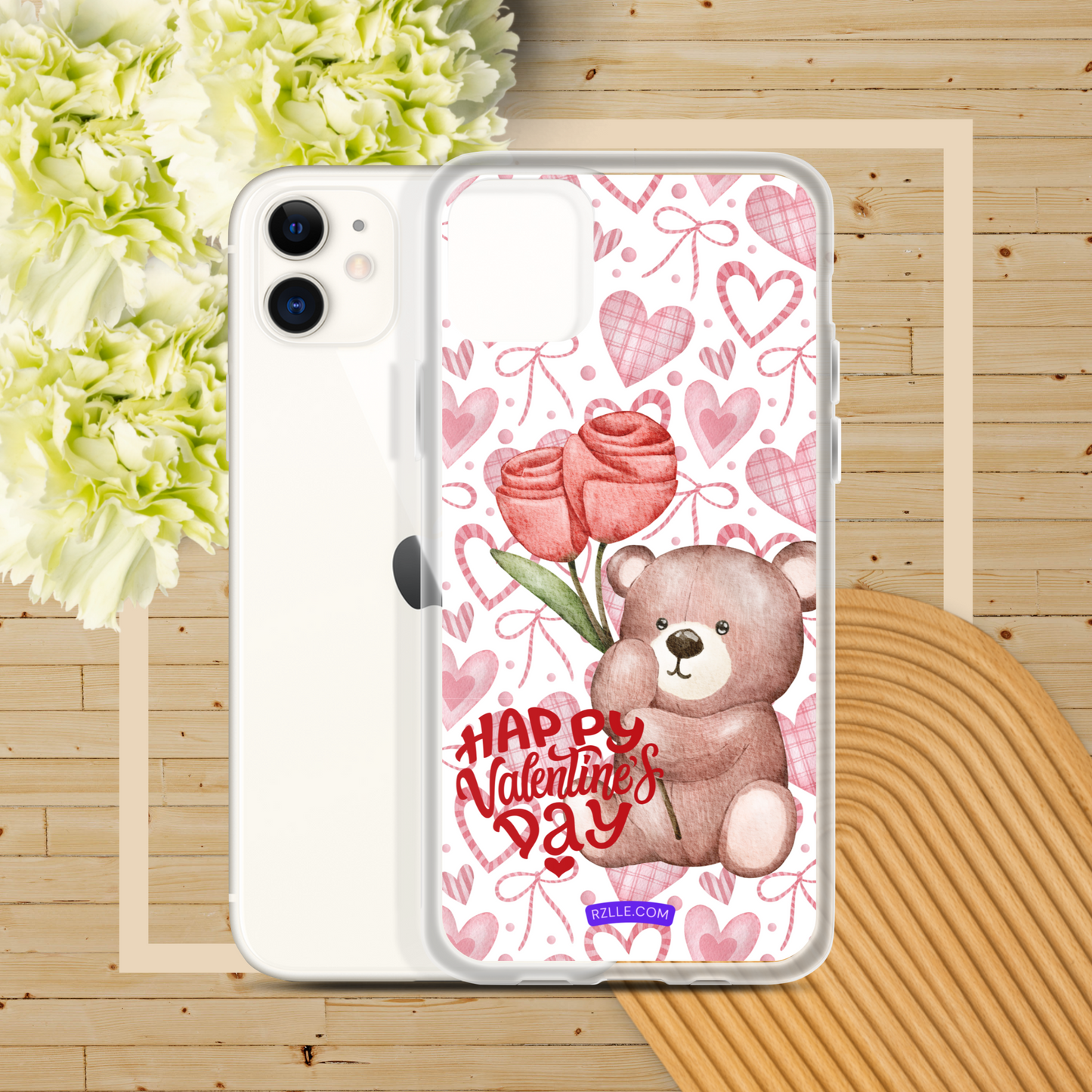 Valentine's Day Bear & Flowers  Clear Phone Case for iPhone®