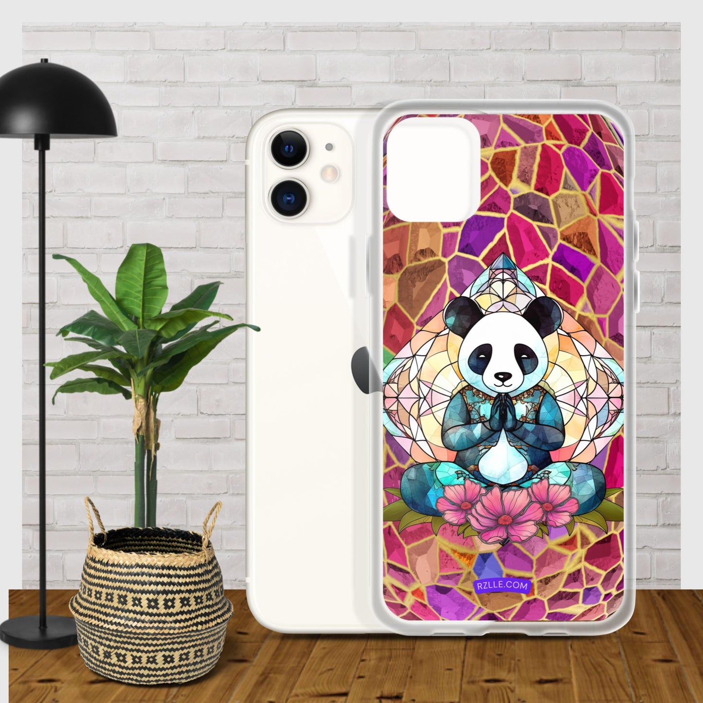 Panda Stained Glass Clear Phone Case for iPhone®