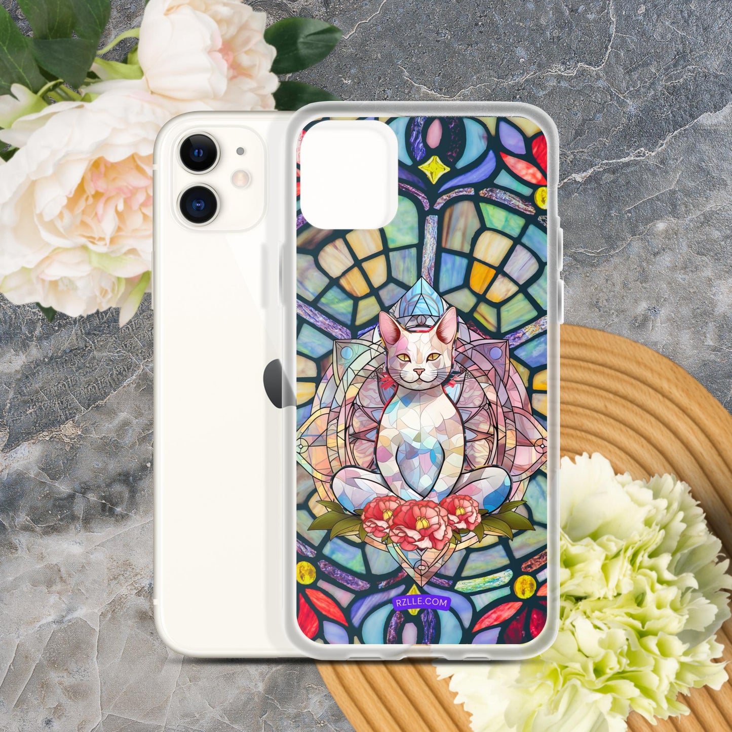 Cat Stained Glass Clear Phone Case for iPhone®