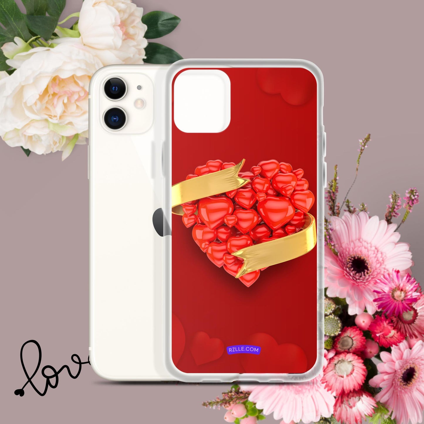 Balloon Hearts With Gold Ribbon Clear Phone Case for iPhone®