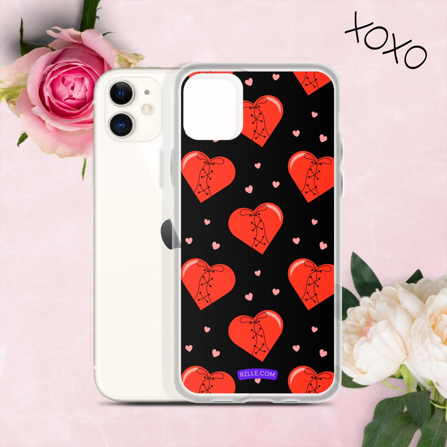 Stitched Hearts Clear Phone Case for iPhone®