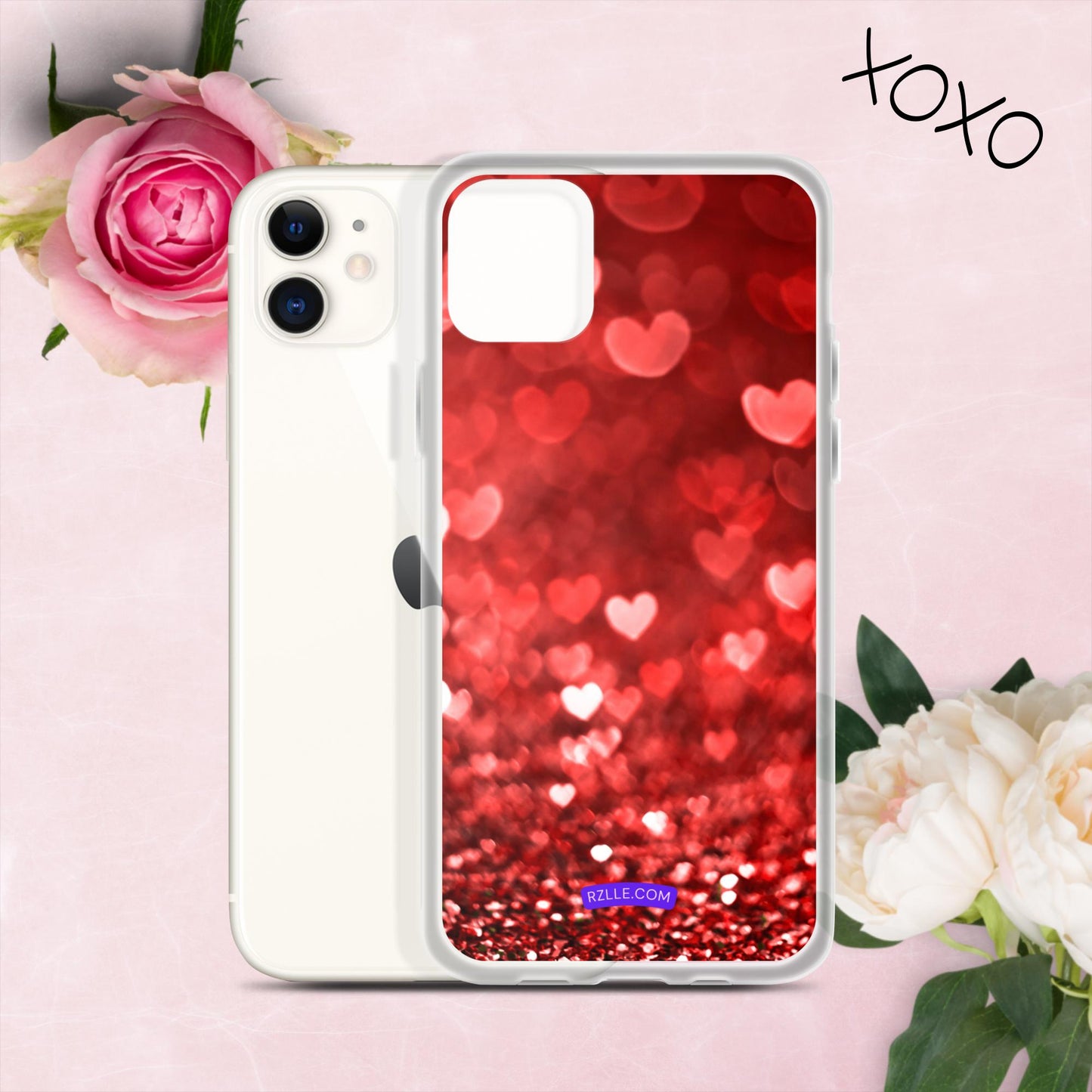 Dreamy Glitter Hearts Clear Phone Case for iPhone®