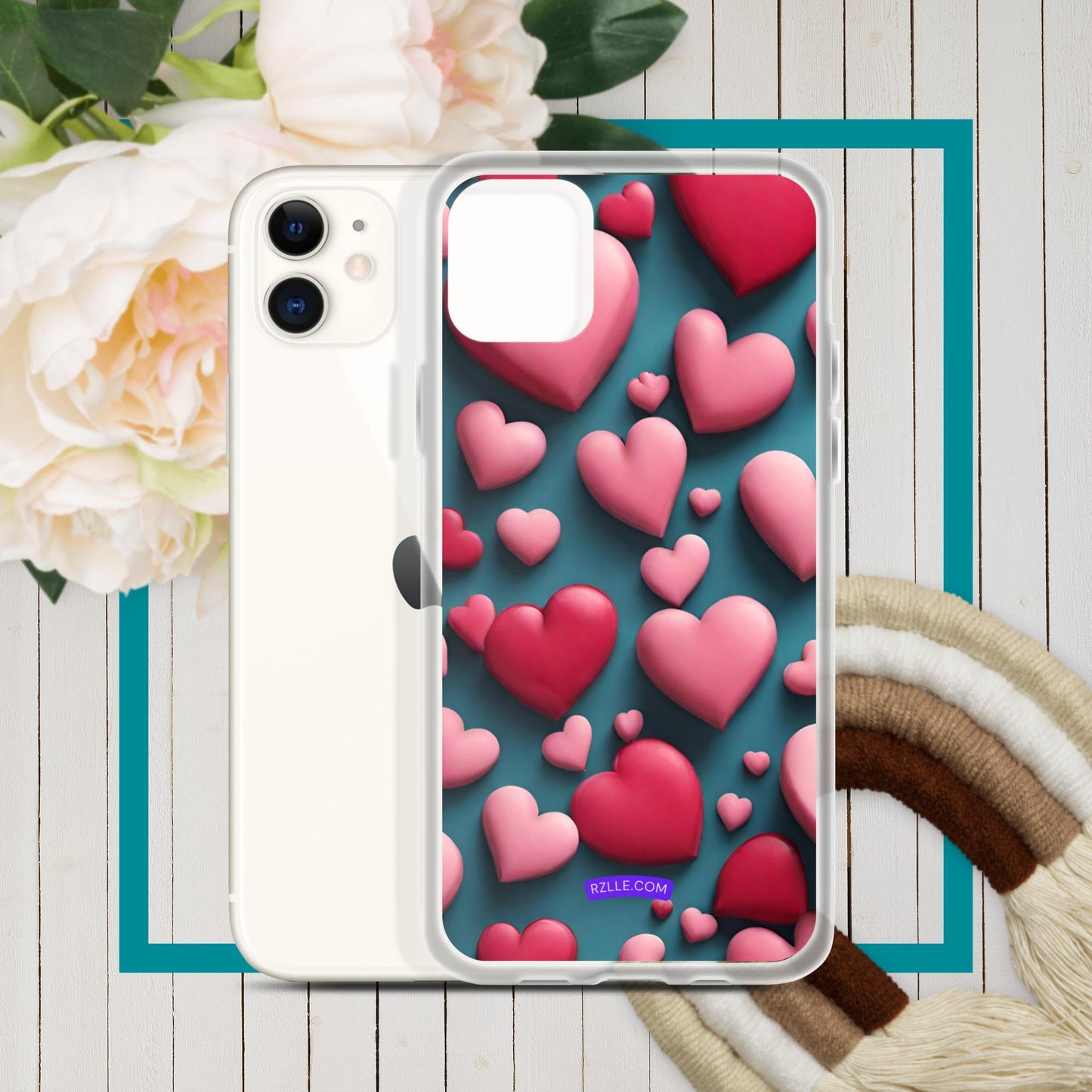 Clay Hearts Clear Phone Case for iPhone®