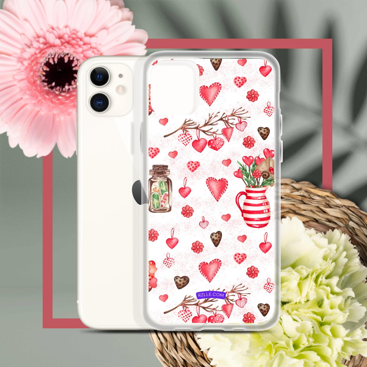 Retro Hearts Clear Phone Case for iPhone®