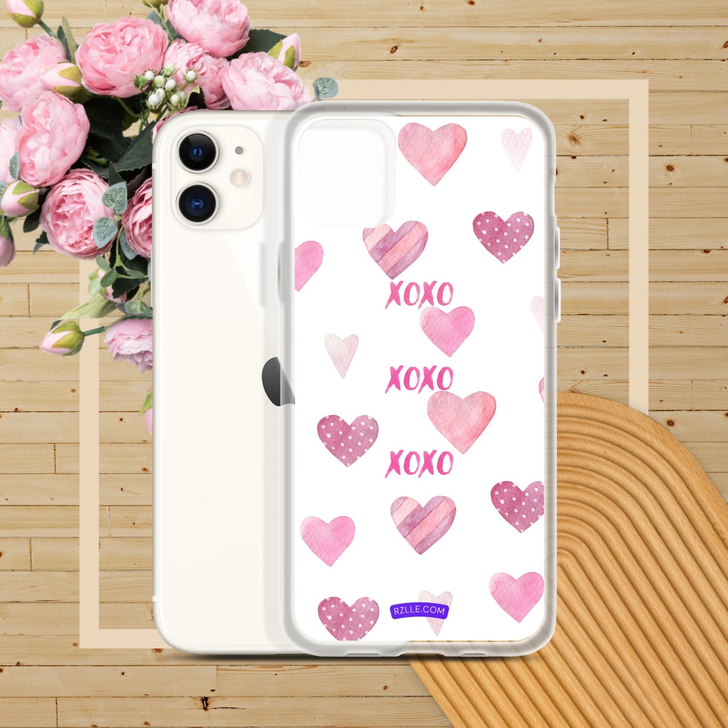 XOXO Pink Hearts Clear Phone Case for iPhone®