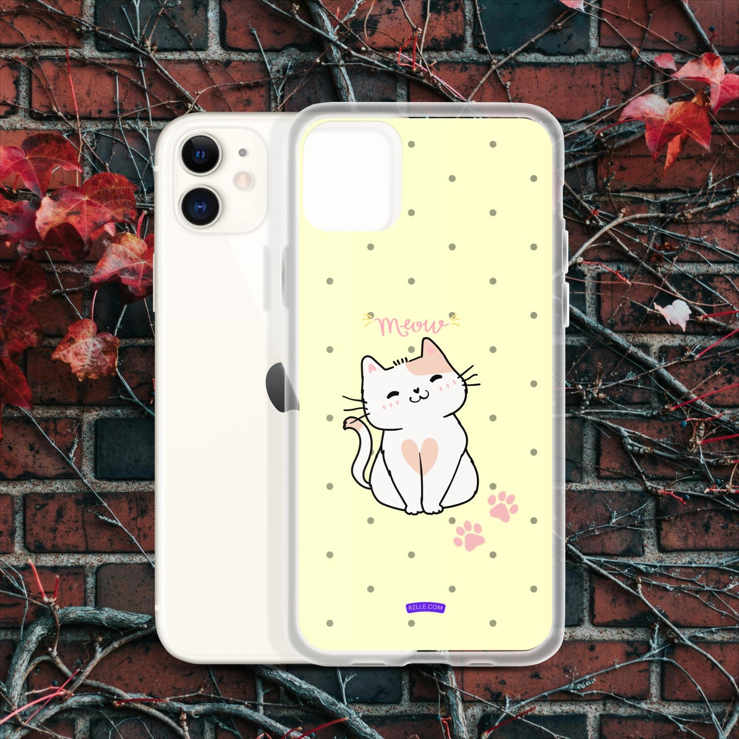 Cute White Cat Clear Case for iPhone®