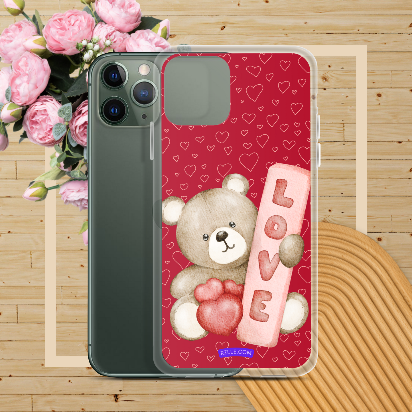 Bear Love & Hearts Clear Phone Case for iPhone®