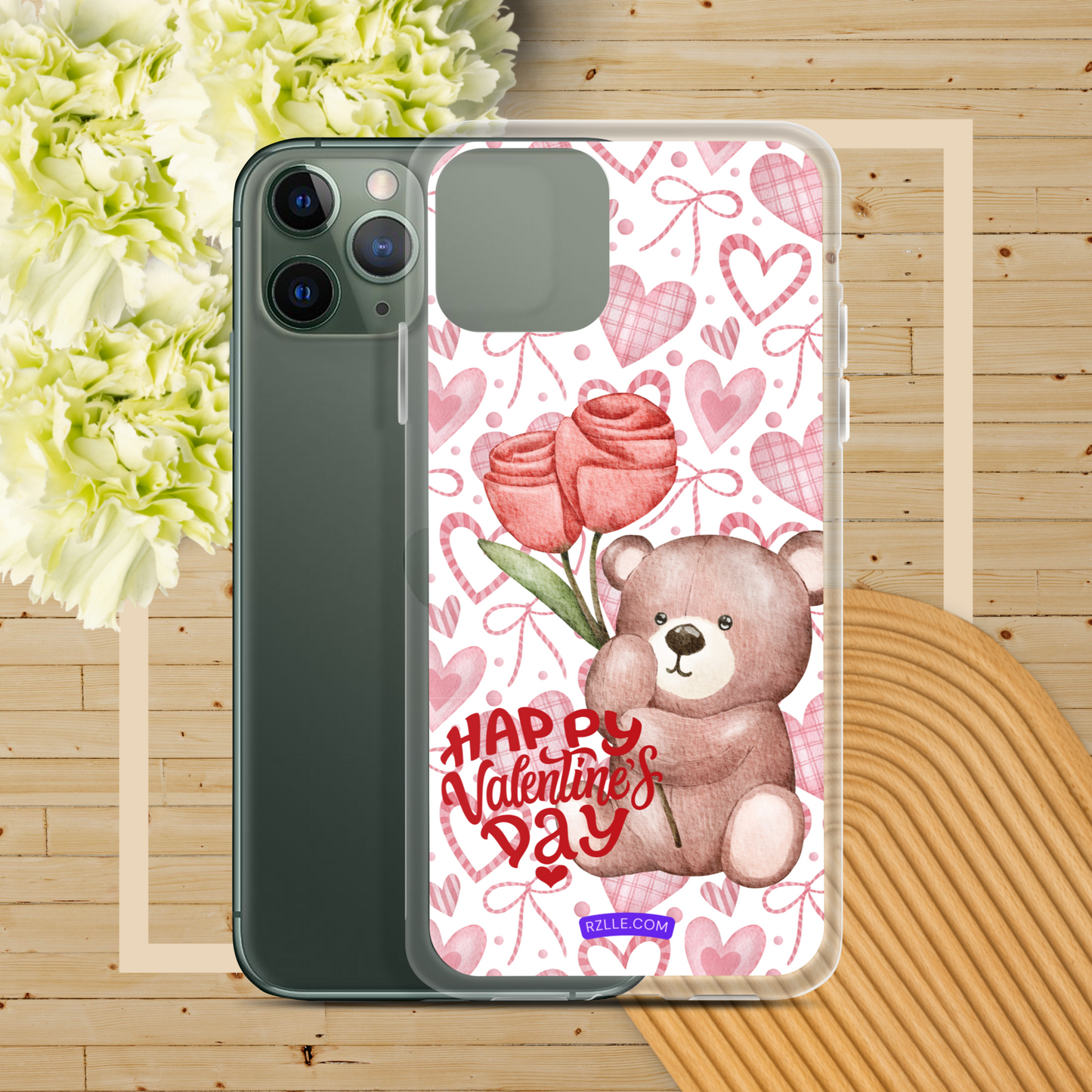 Valentine's Day Bear & Flowers  Clear Phone Case for iPhone®