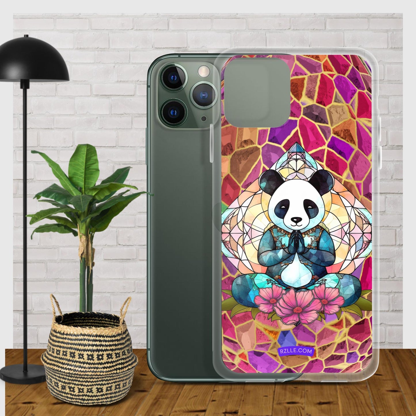 Panda Stained Glass Clear Phone Case for iPhone®